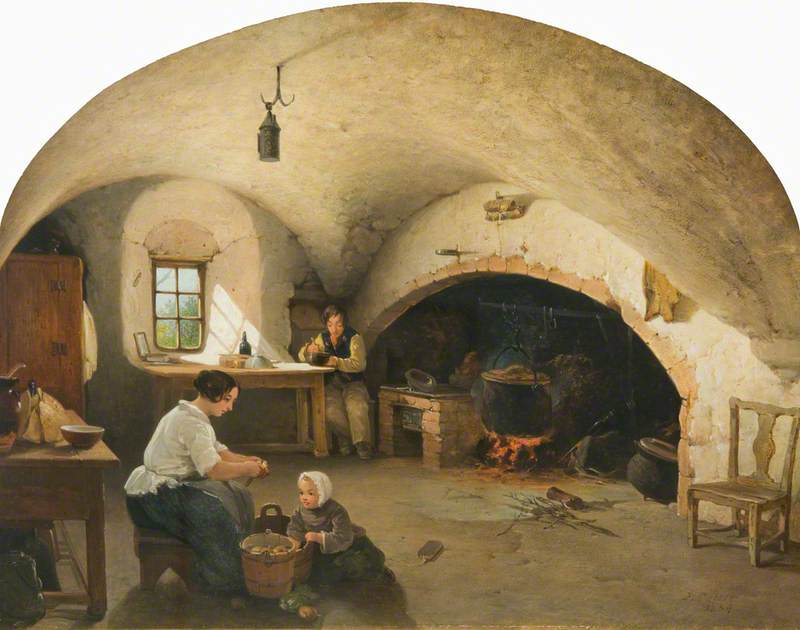 The Kitchen Of Barra Castle Aberdeenshire 1854 By James Cassie