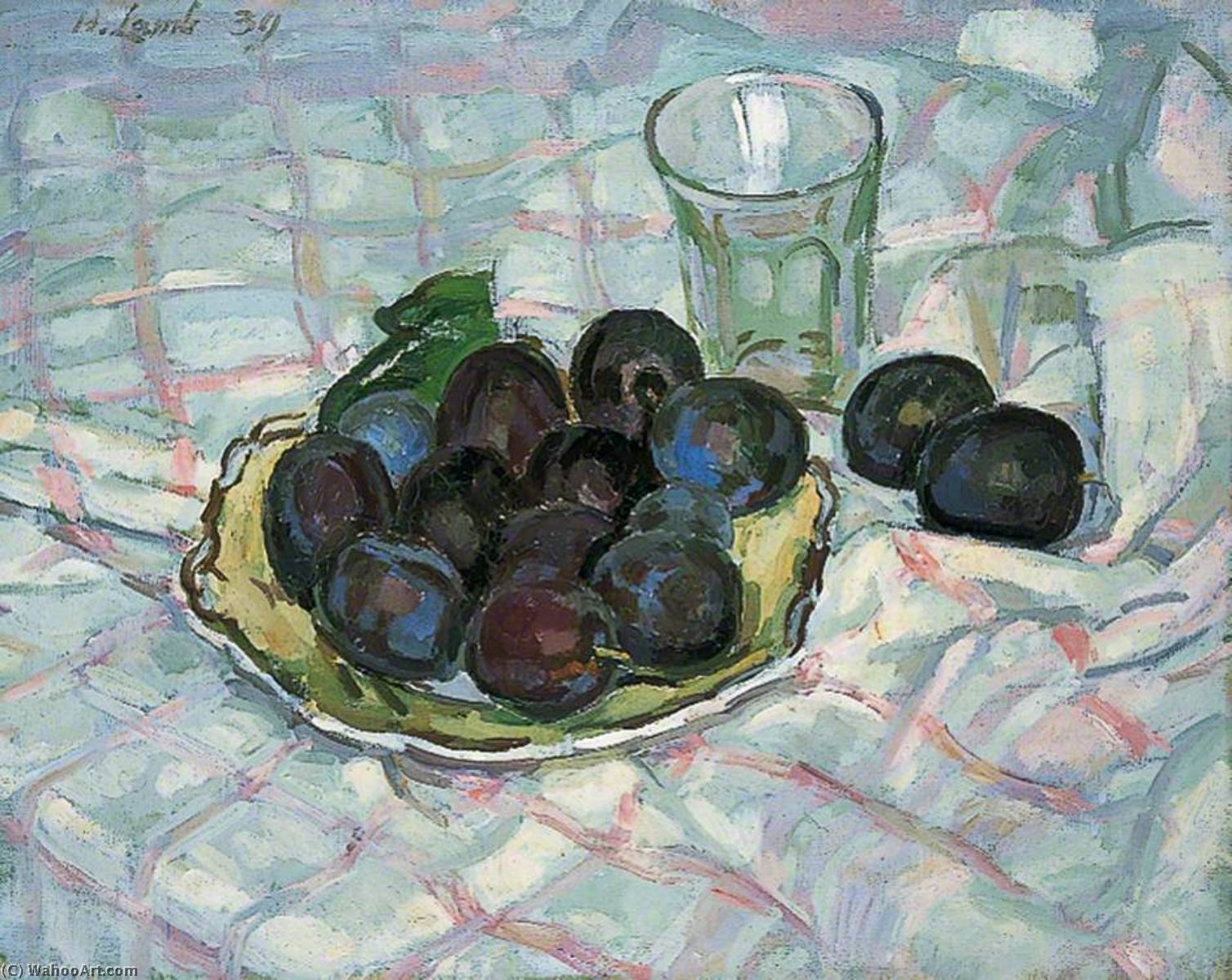Oil Painting Replica Plums on a Dish, 1939 by Henry Lamb (Inspired By) (18831960, Australia