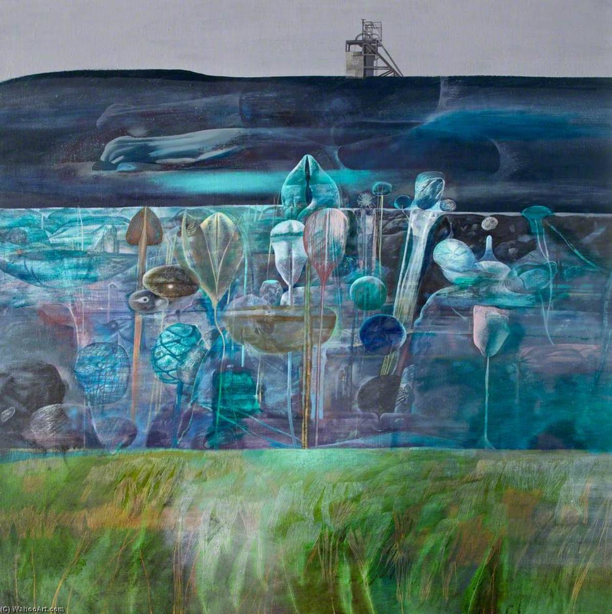 Paintings Reproductions Landscape with Pithead and Flowers by Jack