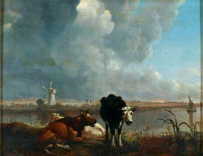 Museum Art Reproductions Landscape with Cows Drinking by James M