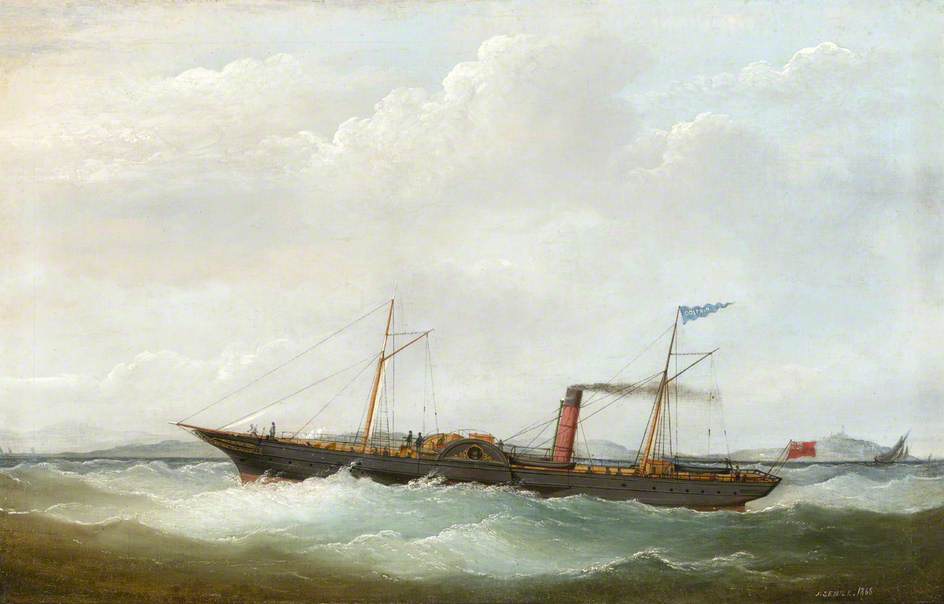 Artwork Replica The Sail Paddle Steamer `Dolphin` Offshore, 1868 by