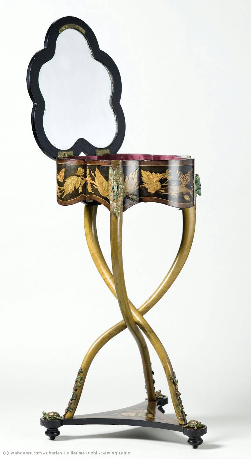 Art Reproductions Sewing Table, 1885 by Charles Guillaume Diehl (1814