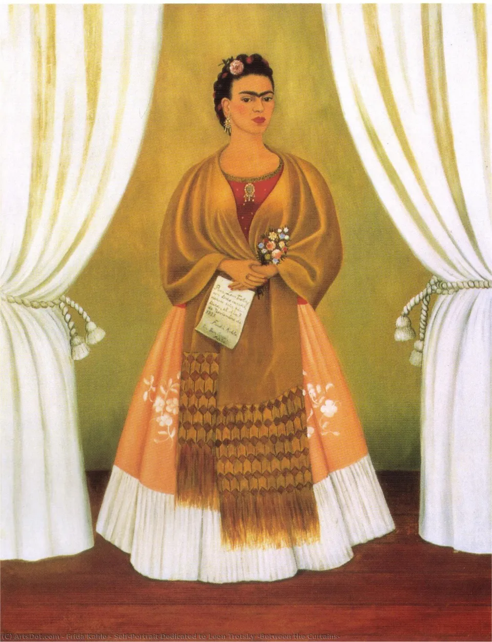 Autoritratto Dedicato A Leon Trotsky (tra Le Tende) — Frida Kahlo