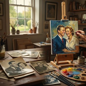 Yeni Evli Çiftler İçin Fotoğrafınızı Özel Sanat Eserine Dönüştürün – El Yapımı Boyama Hizmetiyle Anılarınıza Renk Katın