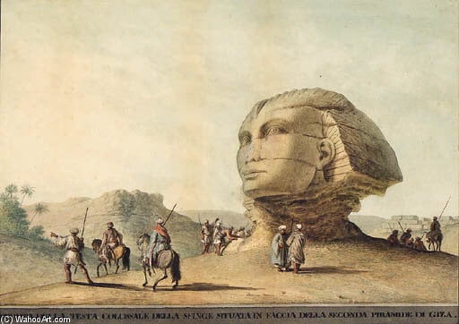 Veduta Della Testa Colossale Della Sfinge Situata In Faccia Dalle Seconda Piramide Di Giza — Luigi Mayer
