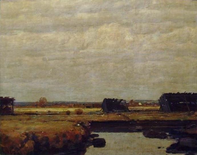 Deutsch Landschaft Mit Torfstecherei — Georg Jauss