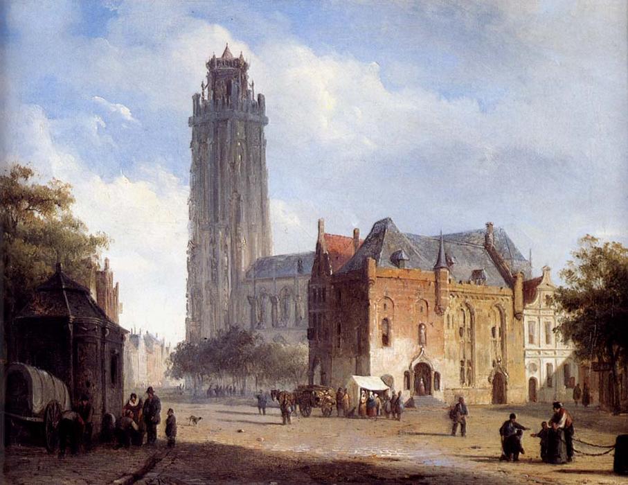 A Cathedral On A Townsquare In Summer — Cornelis Springer