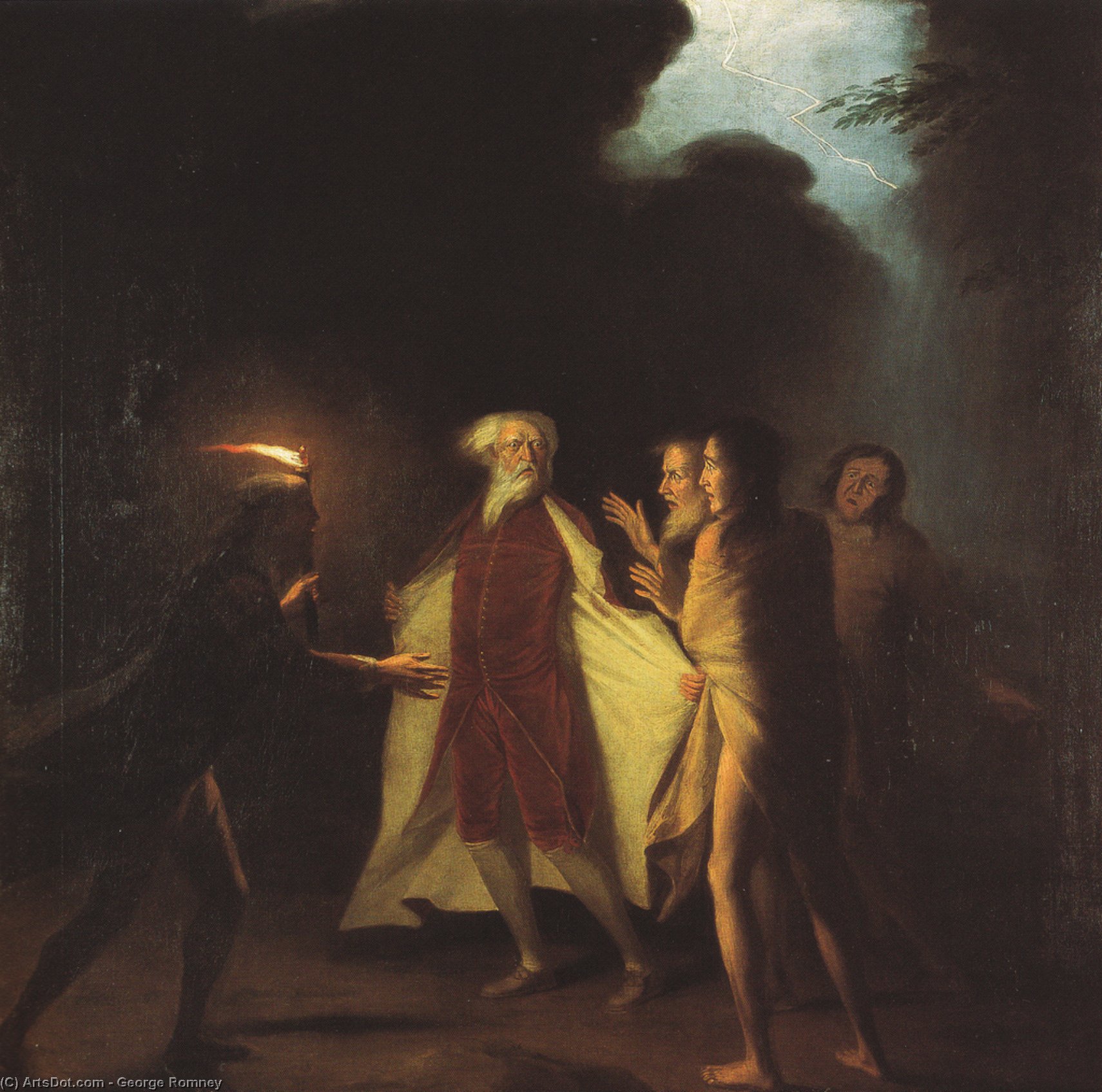 Rei Lear Desfazendo Suas Vestes Na Tempestade — George Romney