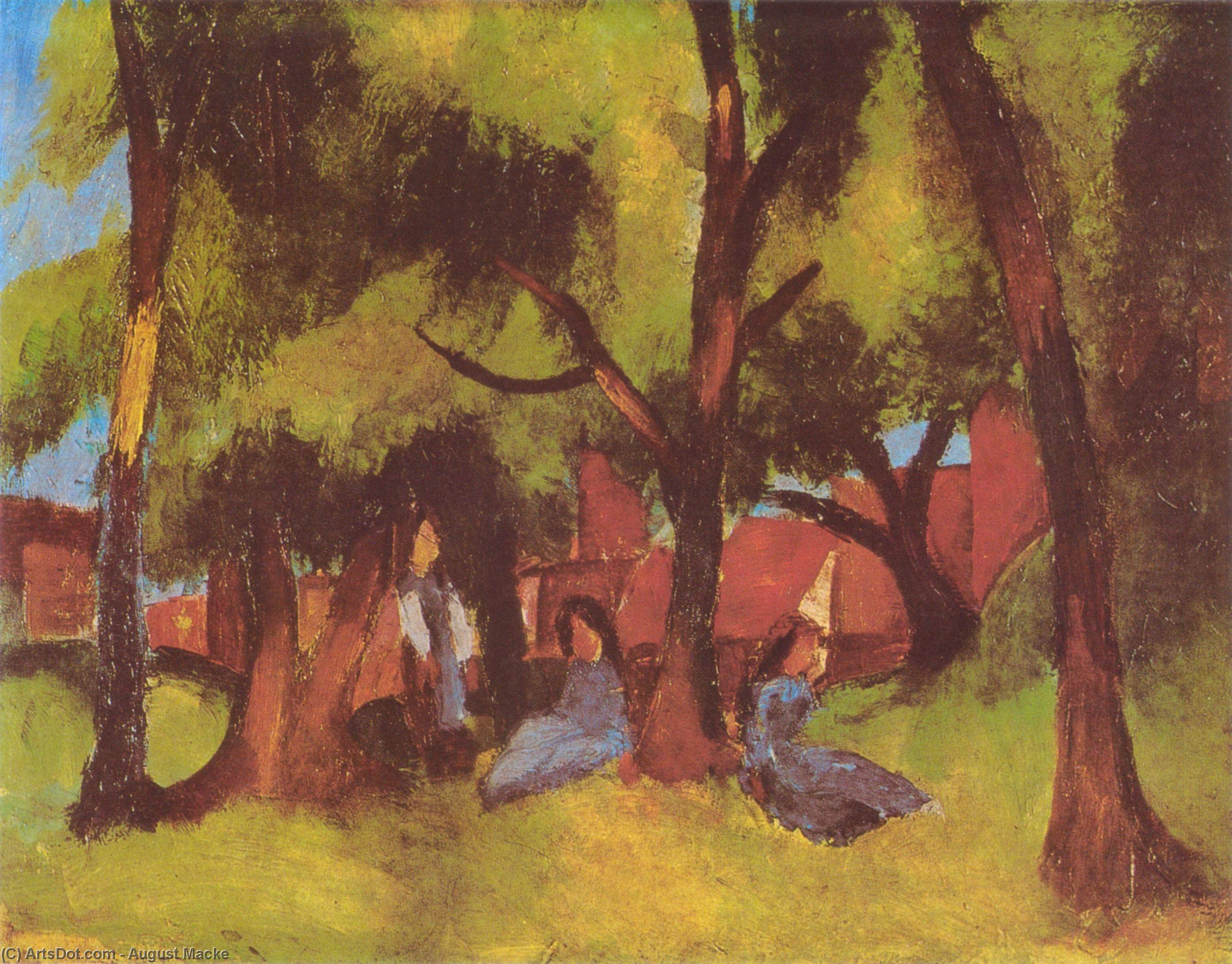 Children Under Trees In Sun — Август Макке