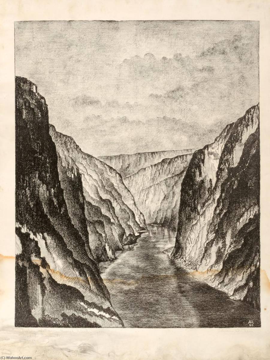 Looking Upstream Through Black Canyon. Boulder Dam Site. Nevada — Adrian D Clem