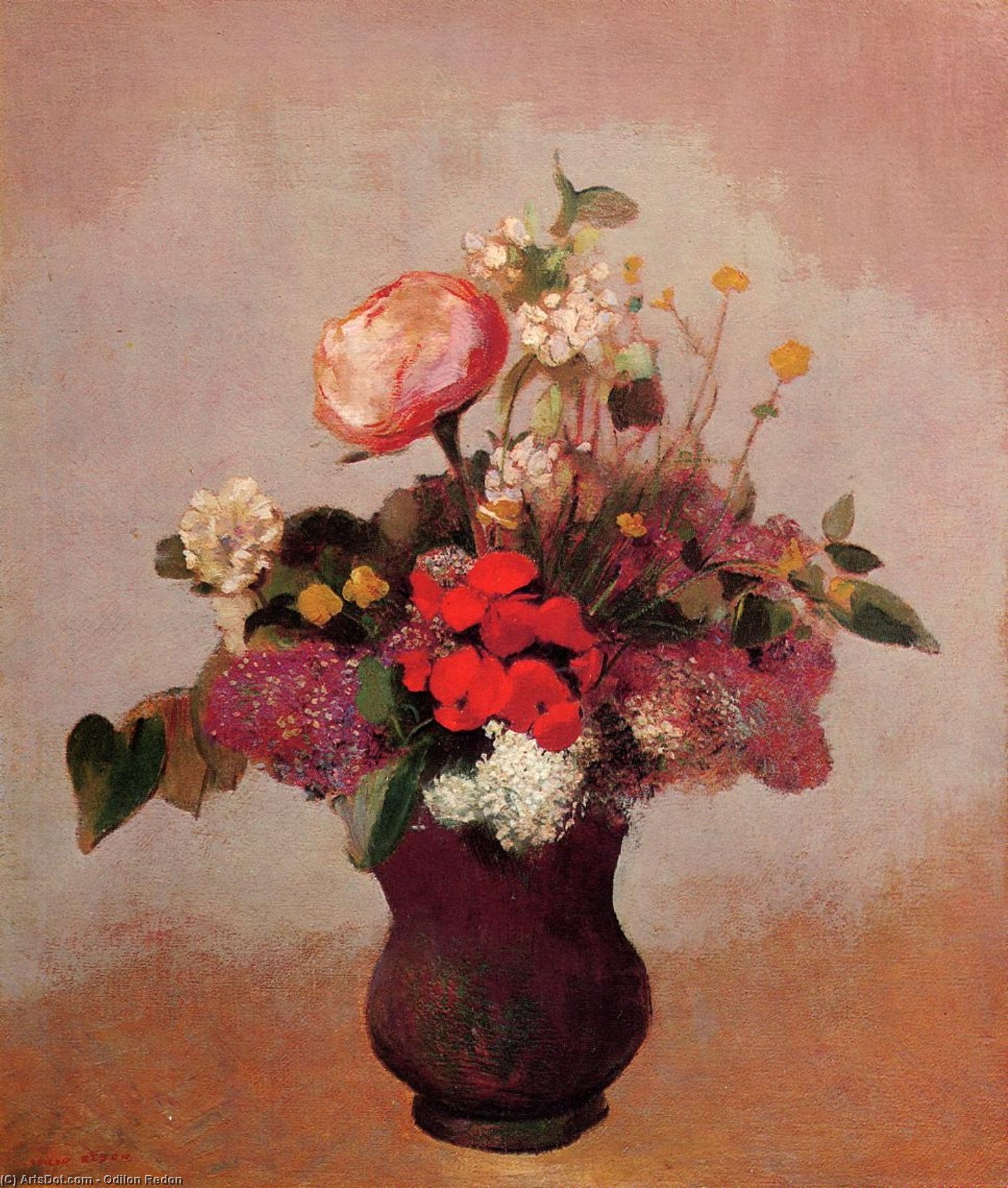Flowers In Aa Brown Vase — Odilon Redon