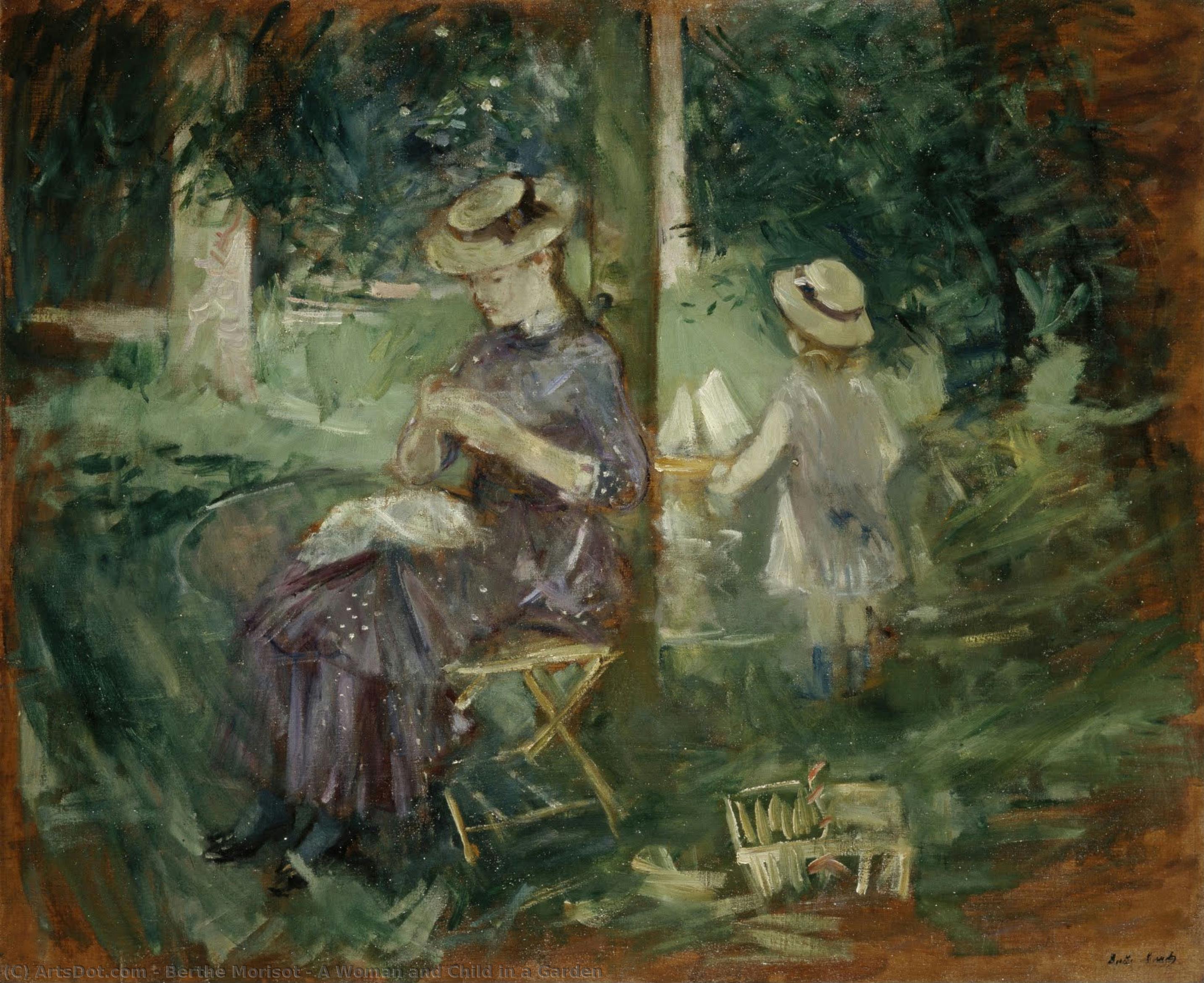 A Woman And Child In A Garden — Berthe Morisot
