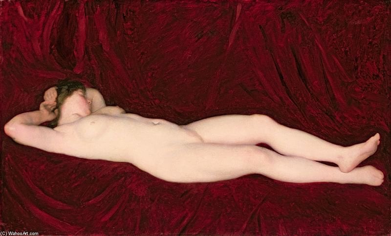 Nude In Red Background — Károly Ferenczy