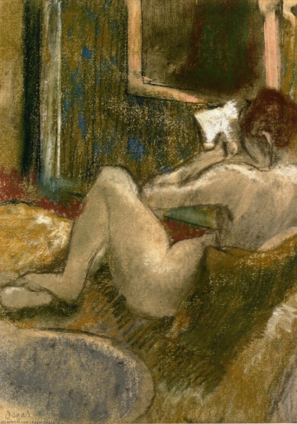 Nu De Dos, Lisant — Hilaire-germain-edgar Degas