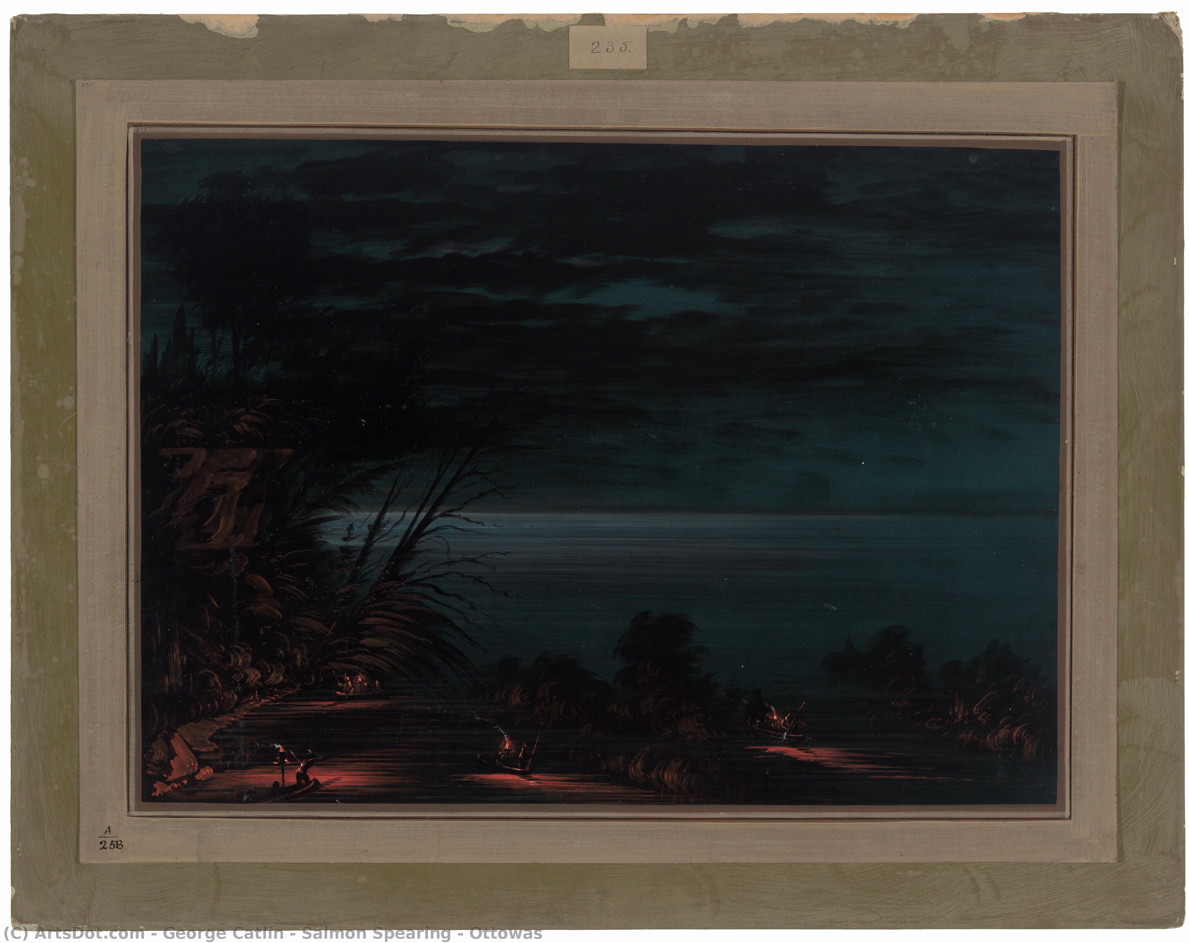 Salmon Spearing - Ottowas — George Catlin
