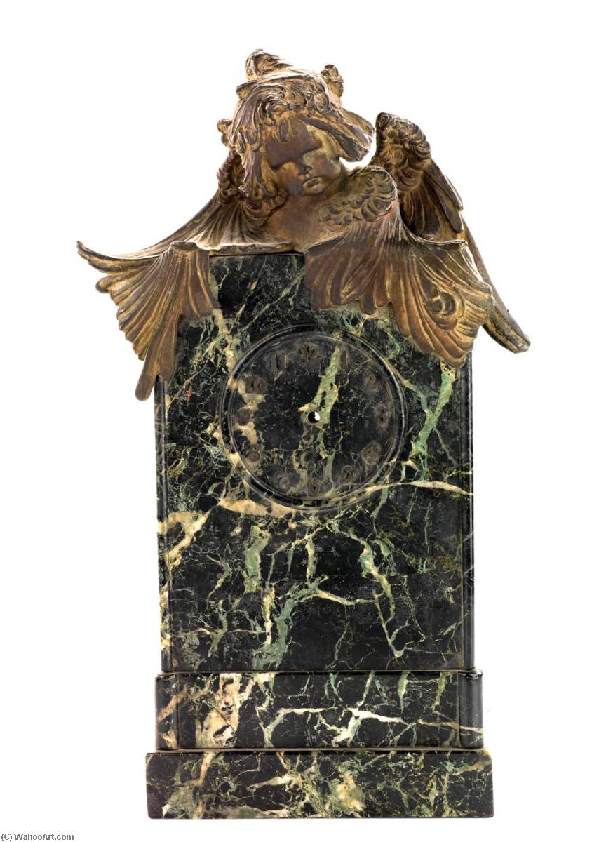 Marble Clock Frame With Bronze Figure — Henry Linder