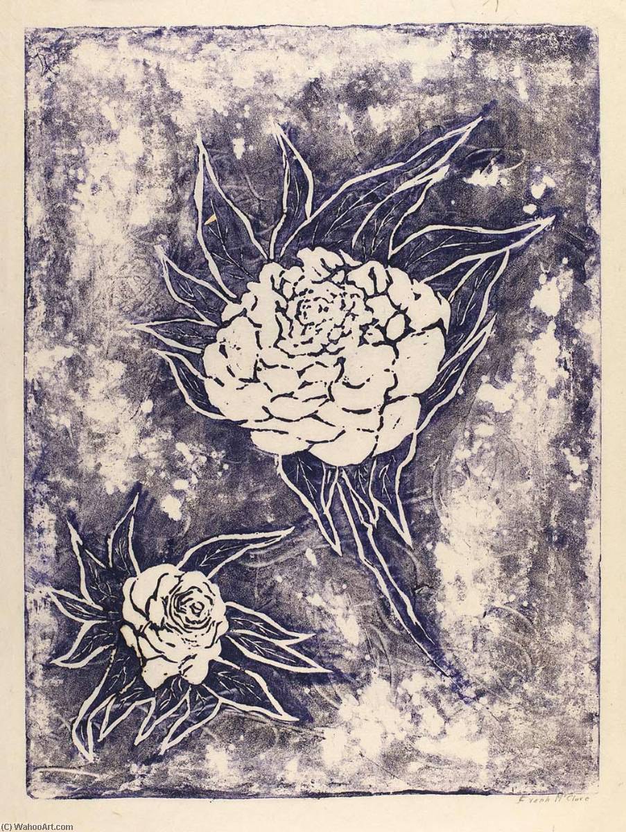 Two Cabbage Like Flowers (mottled Background) — Frank Mcclure