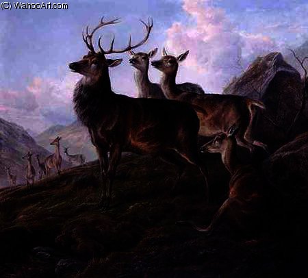 Red Deer In A Highland Landscape — Charles Jones