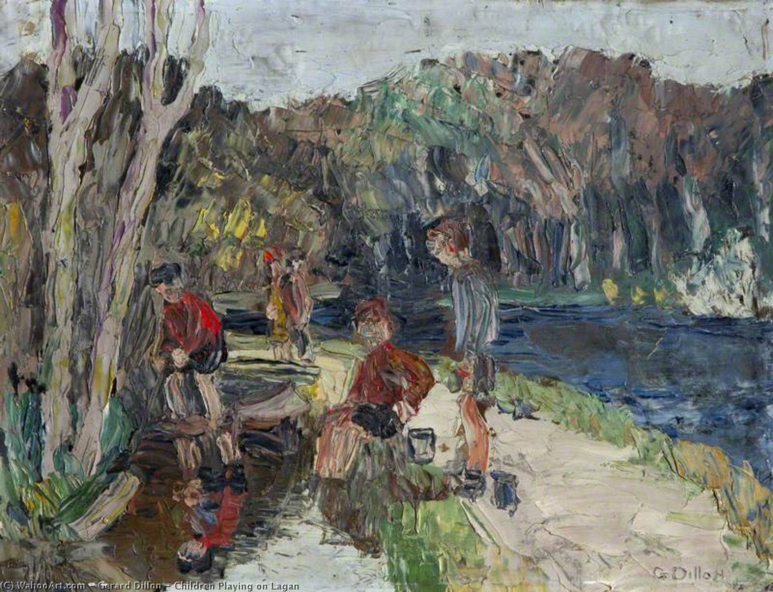 Children Playing On Lagan — Gerard Dillon