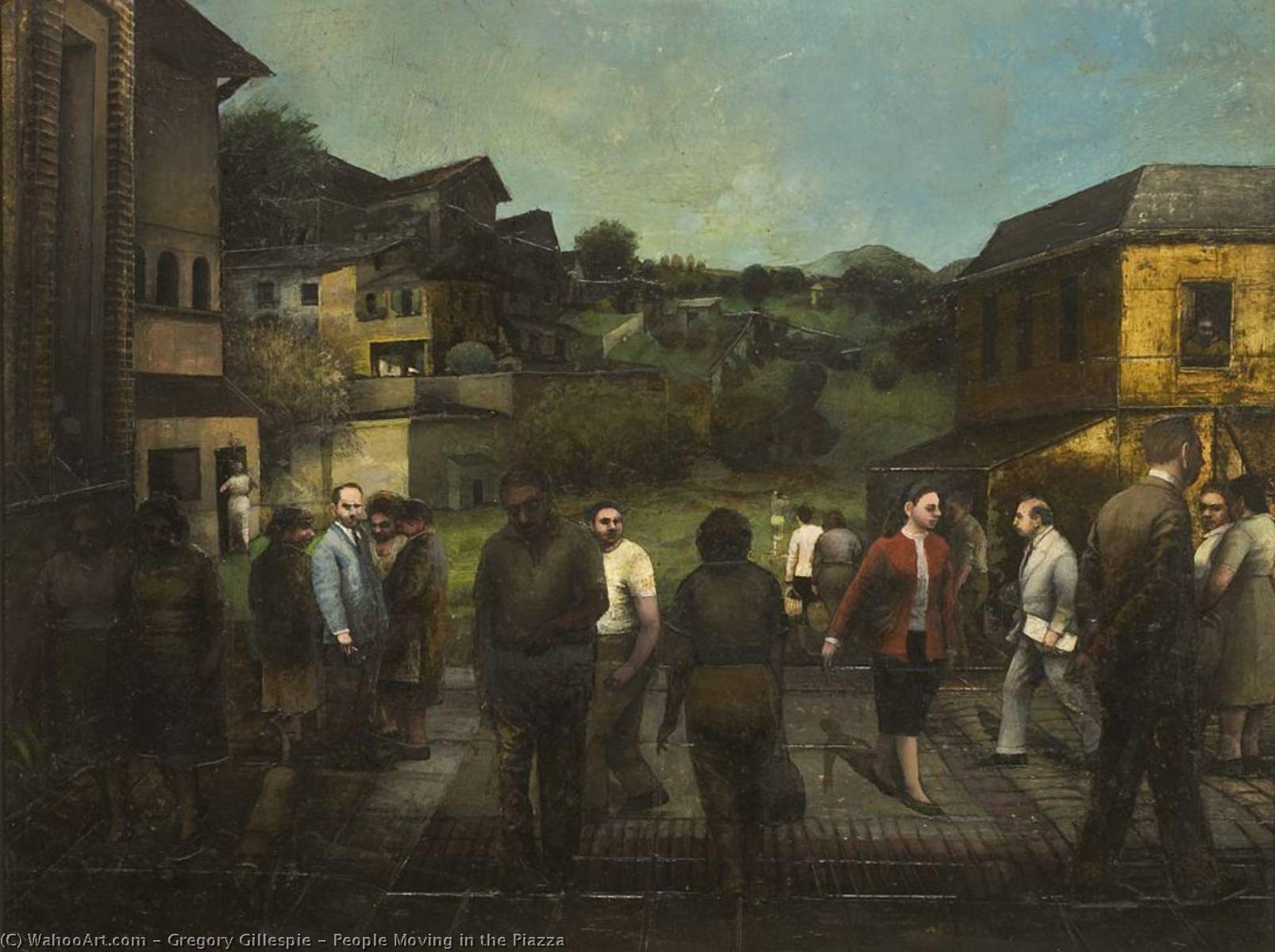 People Moving In The Piazza — Gregory Gillespie