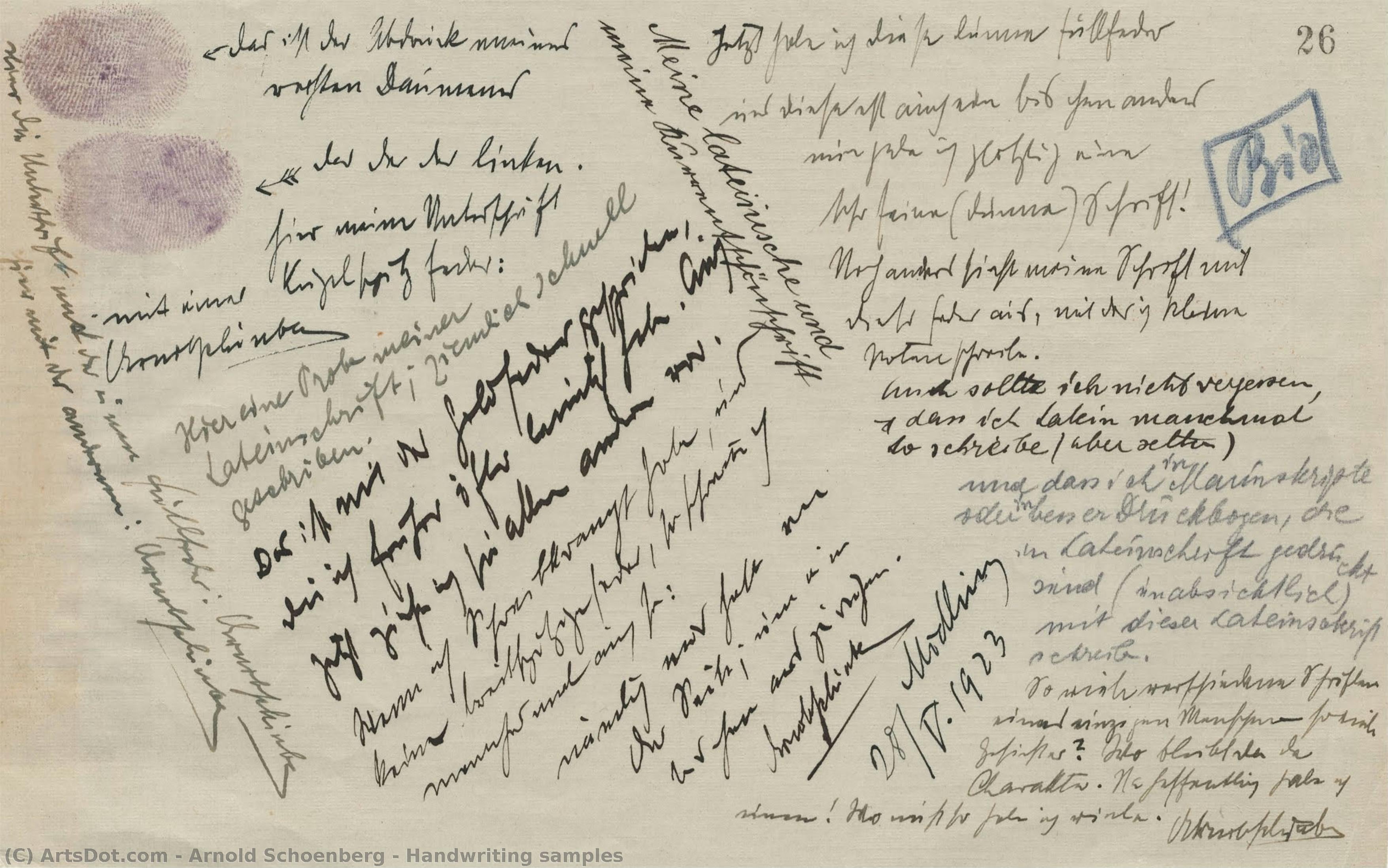 Handwriting Samples — Arnold Schoenberg