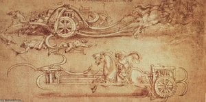 Schets Van Een Aanvalswagen Met Snoeihanden — Leonardo Da Vinci, High Renaissance Idealism
