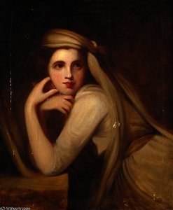 Portrait Of Lady Hamilton, Half-length, Seated At A Table Wearing A Turban