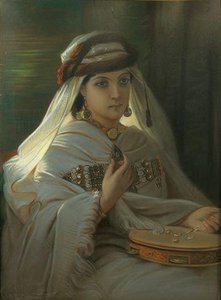 Jeune Marocaine Au Tambourin (young Moroccan With Tambourine) — Constant Joseph Brochart