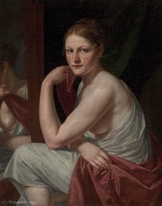 Seated Young Woman With Mirror Image — Christian Gottlieb Schick