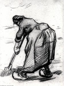 Peasant Woman, Digging, Seen From The Side — Vincent Van Gog, Post-impressionism