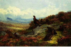 Red Grouse In A Landscape — Archibald Thorburn
