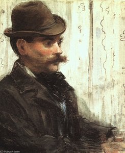 Portrait Of Alphonse Maureau (man With A Round Hat), - — Édouard Manet, Impressionistic Portrait