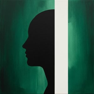 Ephemeral Profile Against The Luminous Divide Of Emerald Tides — Laurent Fabre