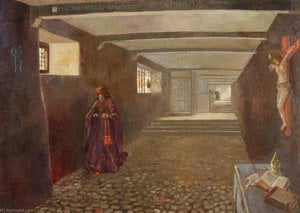 A Stone Corridor, St Kitts, With The Artist In Oriental Dress — Charles Paget Wade