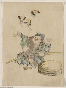 A Man, Sitting On The Ground, Is Wearing Several Layers Of Clothing - Człowiek Siedzący Na Ziemi Noszący Kilka Warstw Ubrań — Hokusai Katsushika
