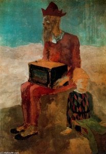 Organillero Y Pequeño Arlequín — Pablo Picasso, Cubist Synthesis