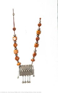 African Heritage Necklace of silver and amber