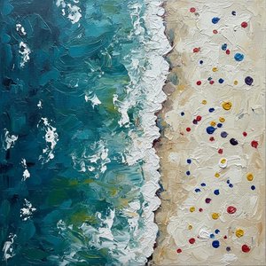 Fragmented Tides Of Azure And Sand In A Singular Impasto Masterpiece — Christian Noiret
