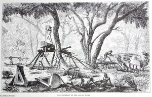 Engraving By Butterworth ^ Heath - Boat Building On The Logier River — Thomas Baines