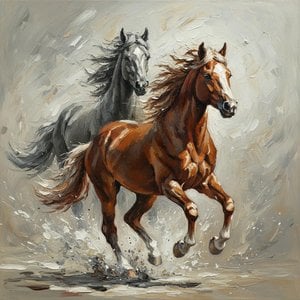 Ethereal Gallop: A Monumental Study Of Motion In Burnt Sienna And Ochre — Christian Noiret