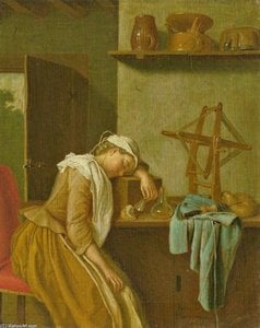 Schlafendes Küchenmädchen — Peter Jacob Horemans