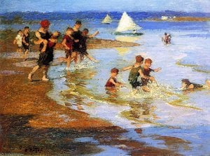 Children At Play On The Beach — Edward Henry Potthast, Impressionism