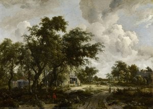 Landsby Med Mølle Blandt Træer — Meindert Lubbertszoon Hobbema