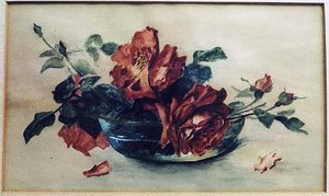 (roses In Glass Bowl), (painting) — Lora Normington Lapham