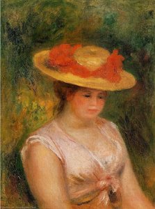Young Woman In A Straw Hat — Pierre-auguste Renoir, Impressionist Movement