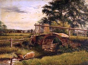 Landscape With Sheep And A Bridge — Frederick Davy