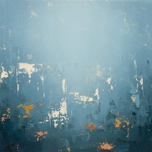 Fragmented Horizon Of Slate And Ochre In A Meditative Blue Atmosphere