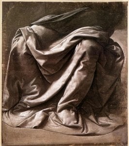 Garment Study For A Seated Figure — Leonardo Da Vinci, Renaissance
