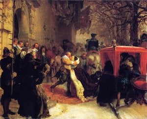 Gustav Adolph Greets His Wife Outside Hanau Castle — 阿道夫·门策尔, Contemporary Realism