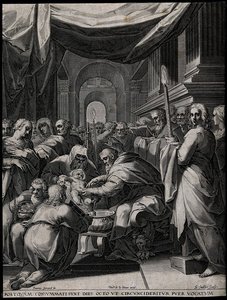 Christ is circumcised in a crowded church